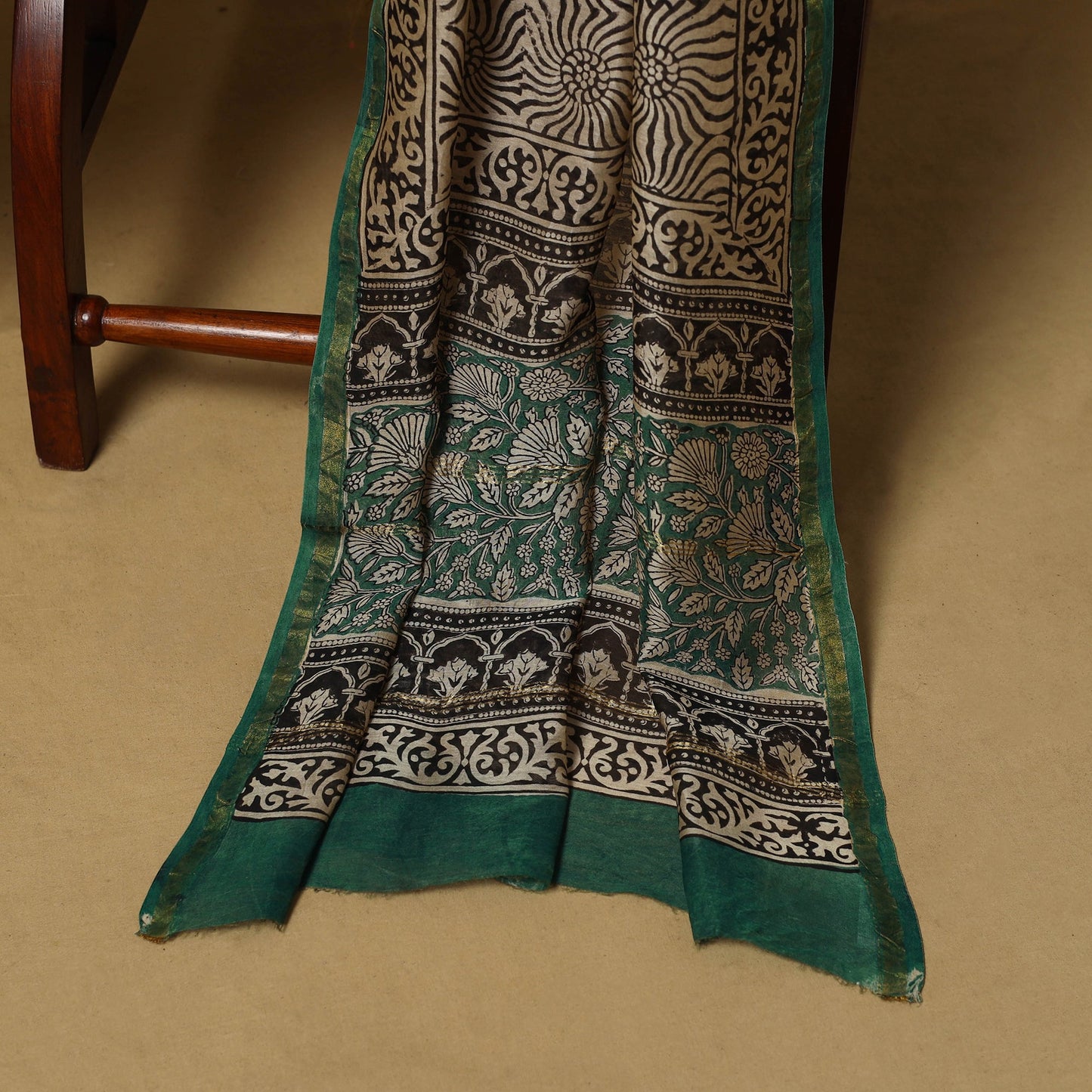 Natural dyed bagru chanderi silk 3pc unstitched dress