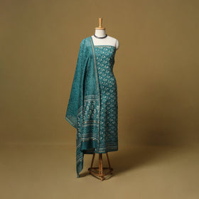 Natural dyed bagru chanderi silk 3pc unstitched dress