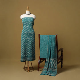 Natural dyed bagru chanderi silk 3pc unstitched dress