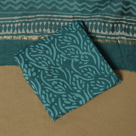 Natural dyed bagru chanderi silk 3pc unstitched dress