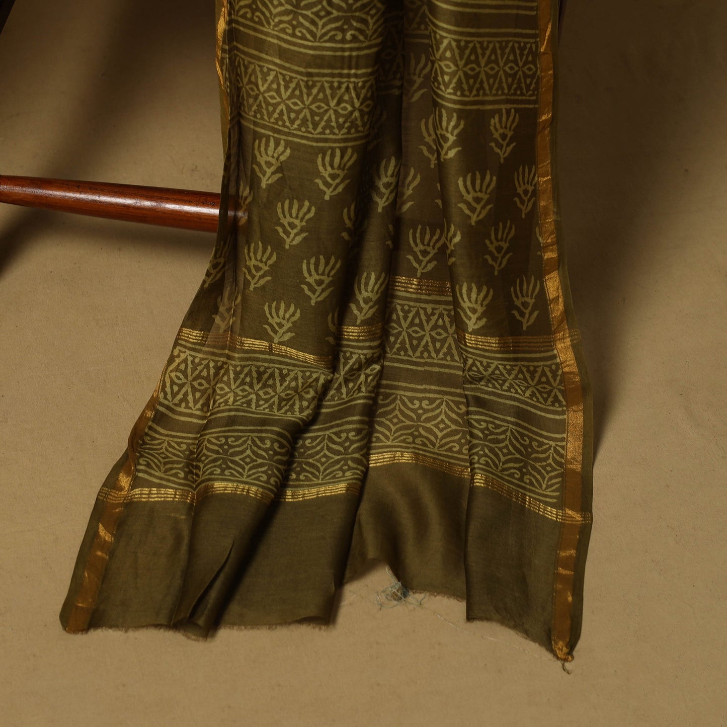 Natural dyed bagru chanderi silk 3pc unstitched dress