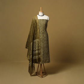 Natural dyed bagru chanderi silk 3pc unstitched dress