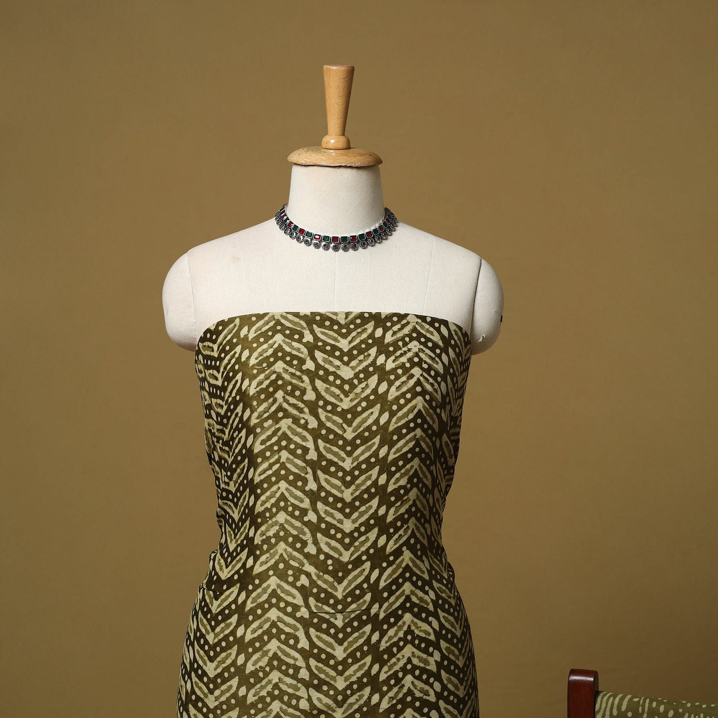 Natural dyed bagru chanderi silk 3pc unstitched dress