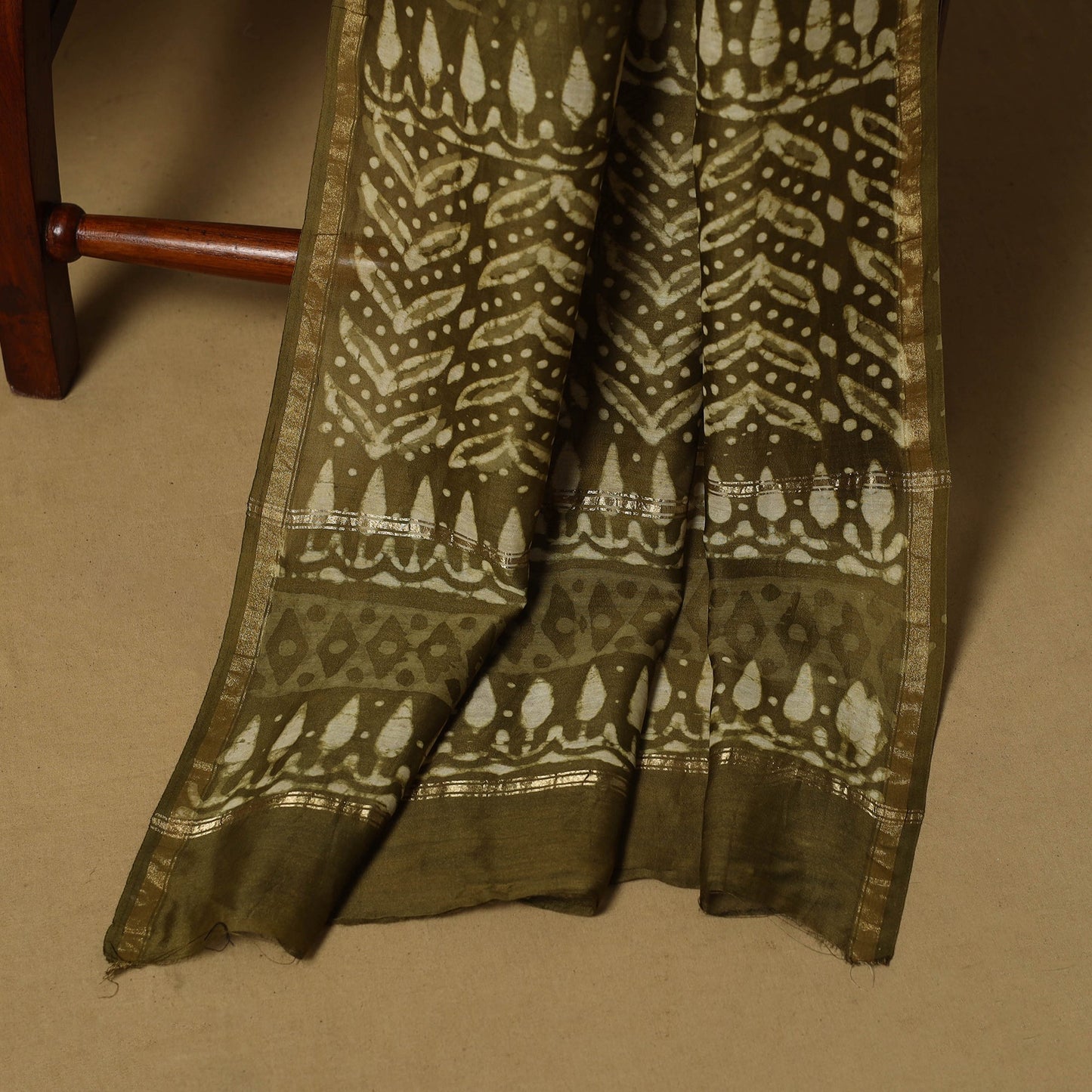 Natural dyed bagru chanderi silk 3pc unstitched dress