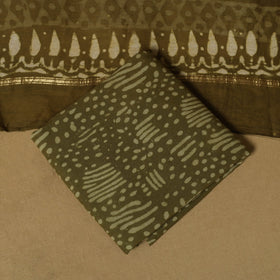 Natural dyed bagru chanderi silk 3pc unstitched dress