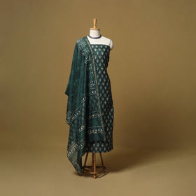 Natural dyed bagru chanderi silk 3pc unstitched dress