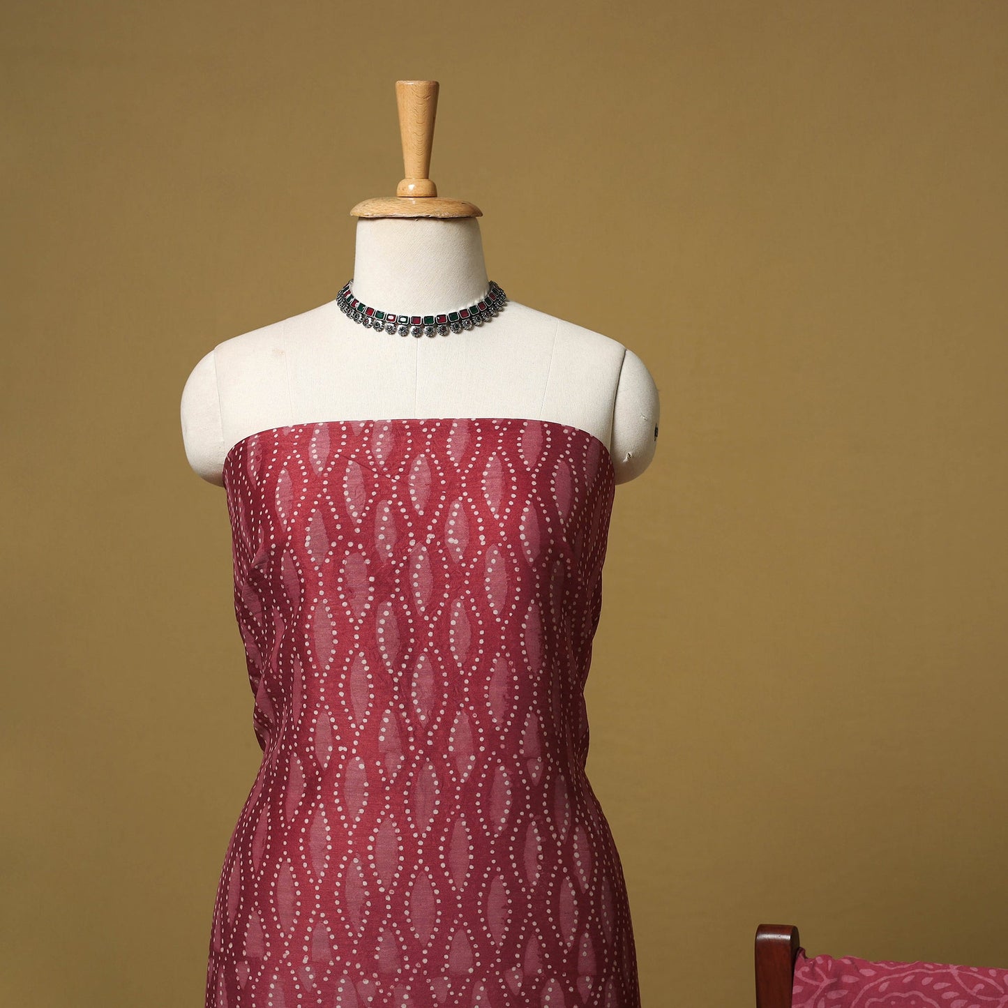 Natural dyed bagru chanderi silk 3pc unstitched dress