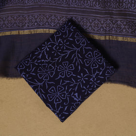 Natural dyed bagru chanderi silk 3pc unstitched dress