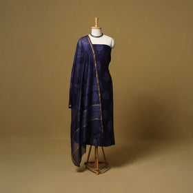 Natural dyed bagru chanderi silk 3pc unstitched dress