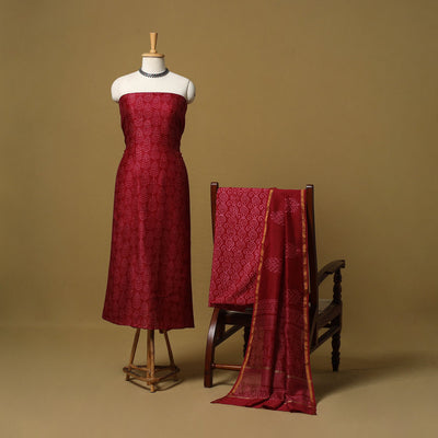 Natural dyed bagru chanderi silk 3pc unstitched dress