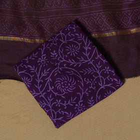 Natural dyed bagru chanderi silk 3pc unstitched dress