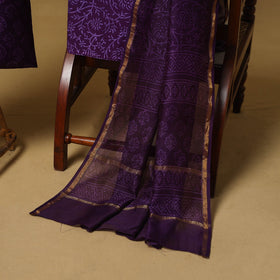 Natural dyed bagru chanderi silk 3pc unstitched dress