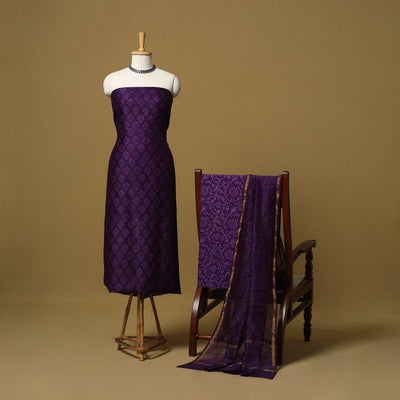 Natural dyed bagru chanderi silk 3pc unstitched dress