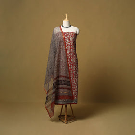 Natural dyed bagru cotton 3pc unstitched dress material 01