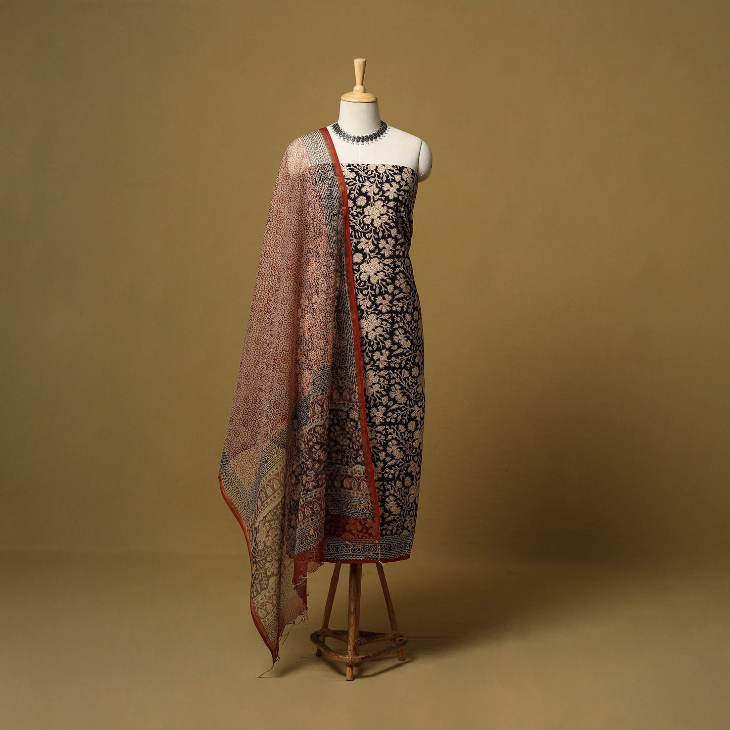 Natural dyed bagru cotton 3pc unstitched dress material 02