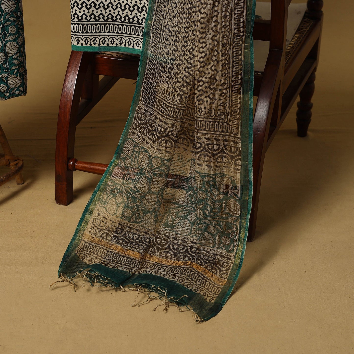 Natural dyed bagru cotton 3pc unstitched dress material 03