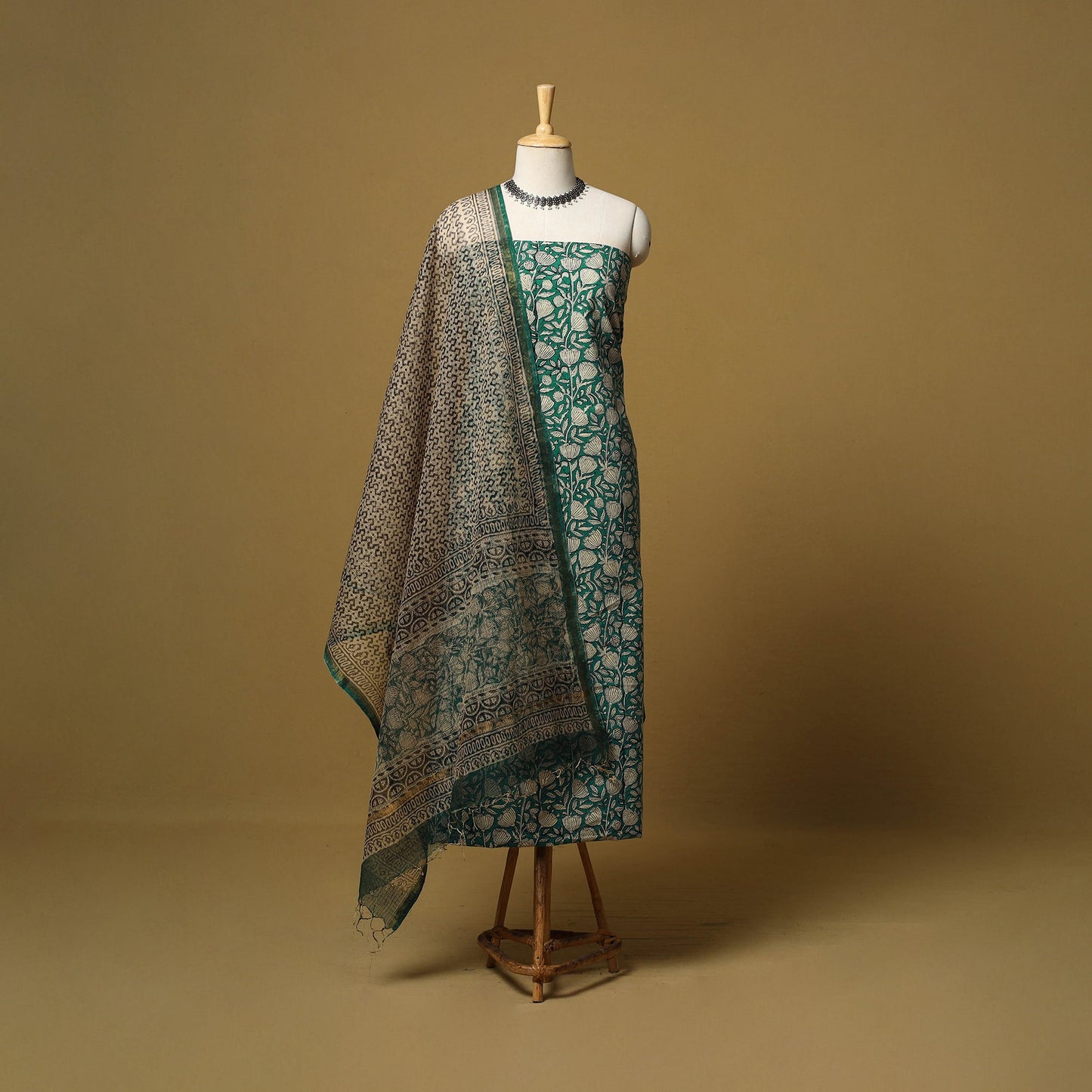 Natural dyed bagru cotton 3pc unstitched dress material 03