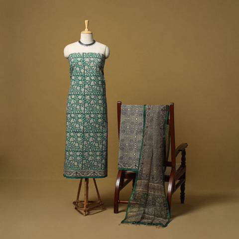 Natural dyed bagru cotton 3pc unstitched dress material 05