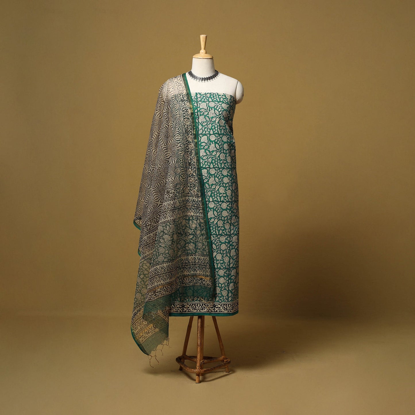 Natural dyed bagru cotton 3pc unstitched dress material 05