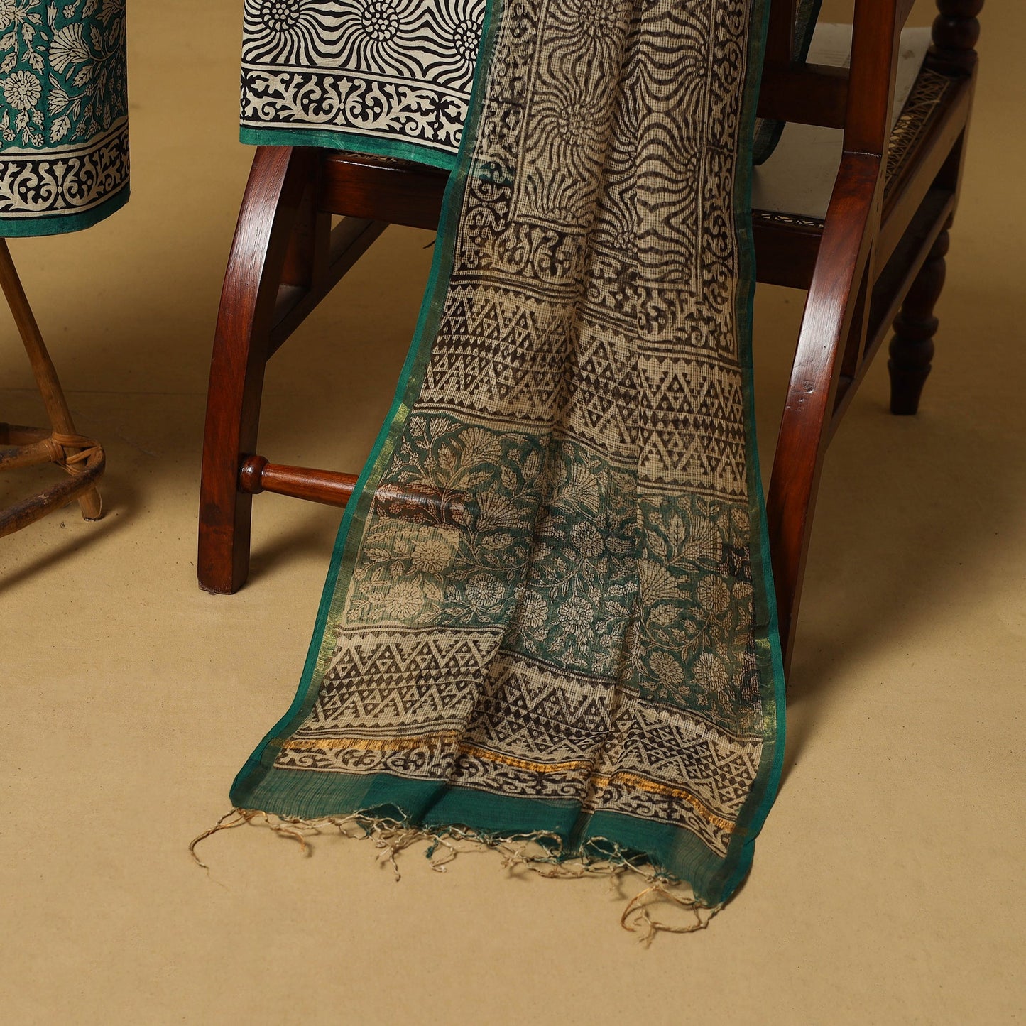 Natural dyed bagru cotton 3pc unstitched dress material 05