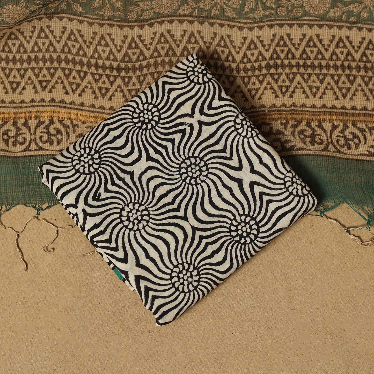 Natural dyed bagru cotton 3pc unstitched dress material 05