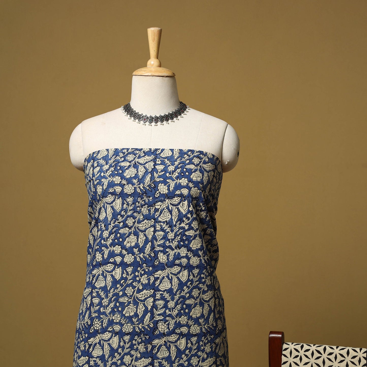 Natural dyed bagru cotton 3pc unstitched dress material 07