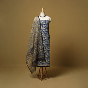 Natural dyed bagru cotton 3pc unstitched dress material 07