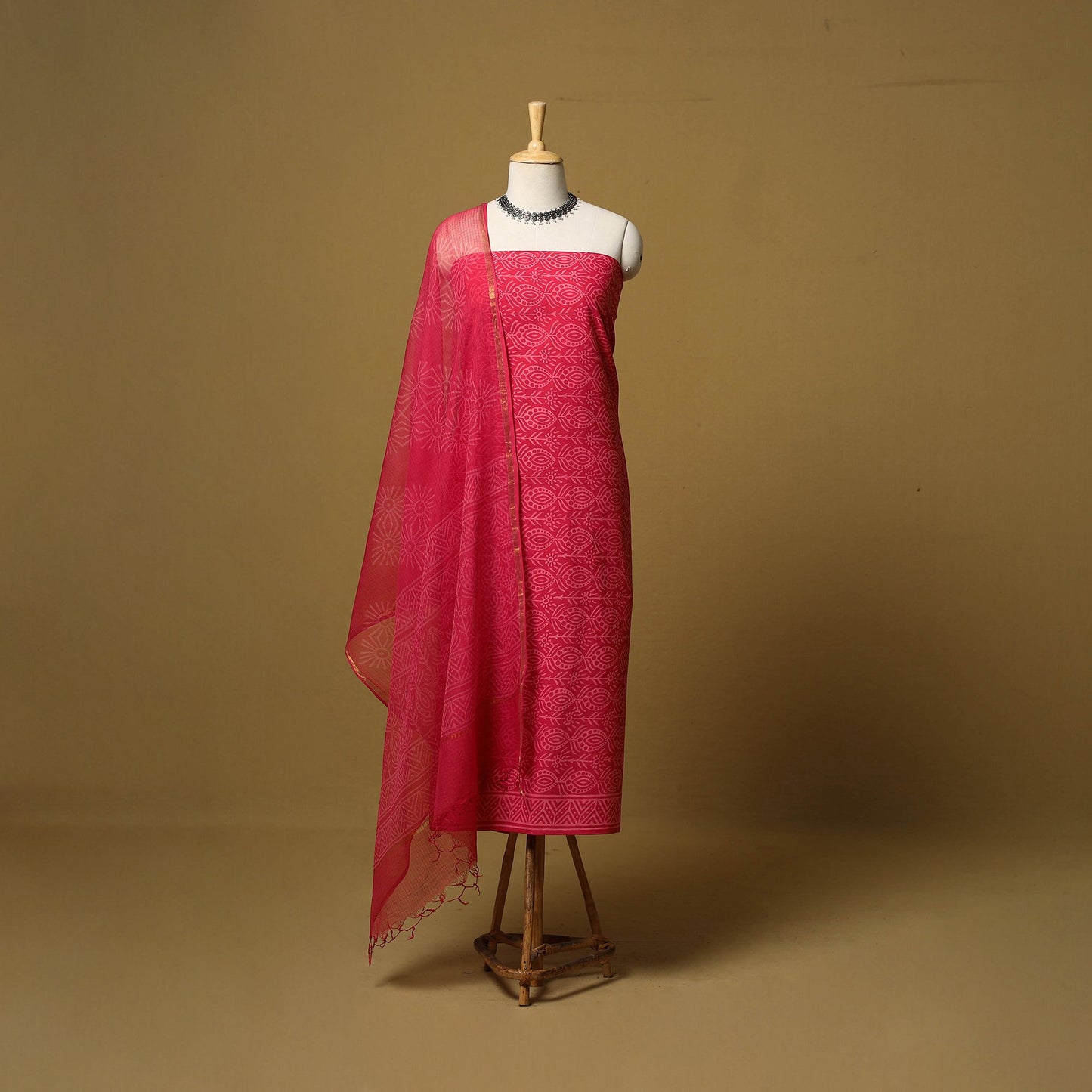 Natural dyed bagru cotton 3pc unstitched dress material 08