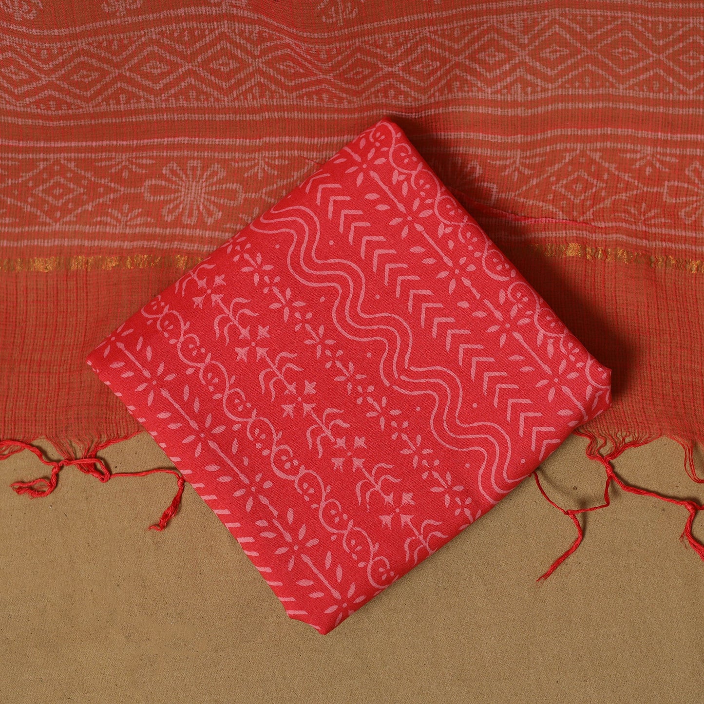 Natural dyed bagru cotton 3pc unstitched dress material 10