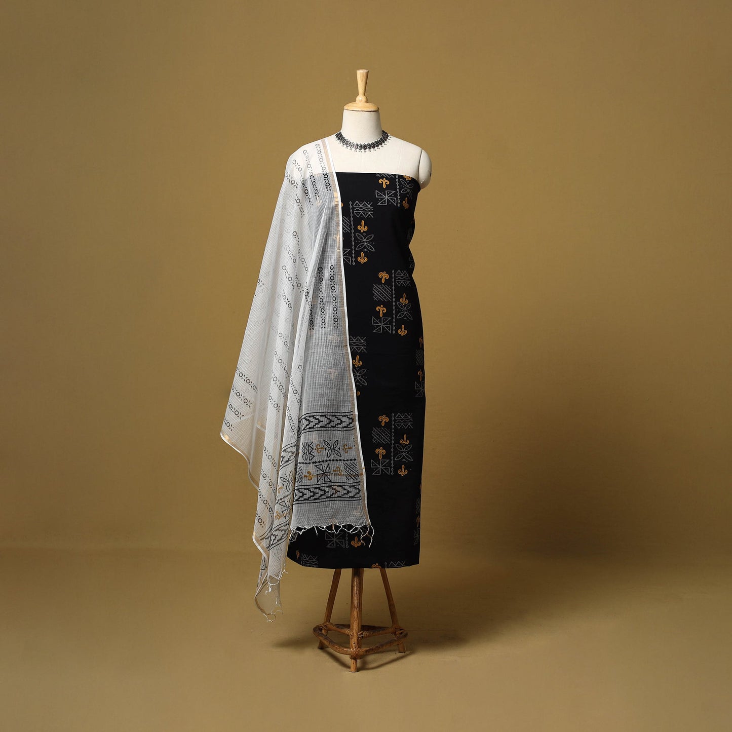 Natural dyed bagru cotton 3pc unstitched dress material 13