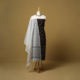 Natural dyed bagru cotton 3pc unstitched dress material 14