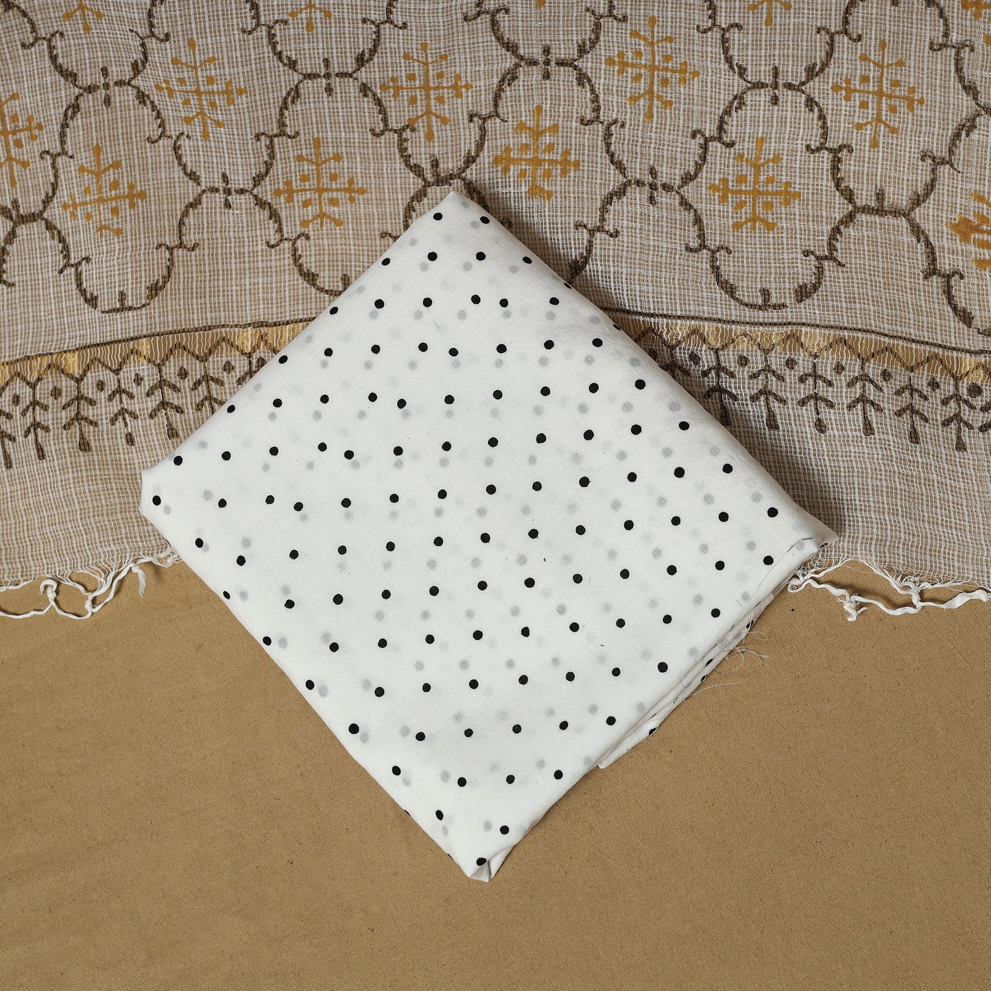 Natural dyed bagru cotton 3pc unstitched dress material 14