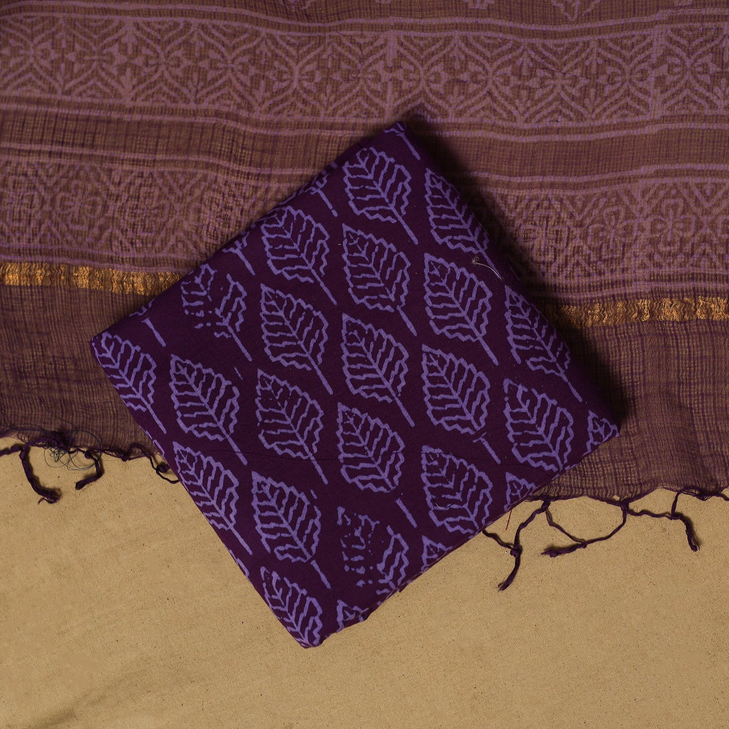 Natural dyed bagru cotton 3pc unstitched dress material 15