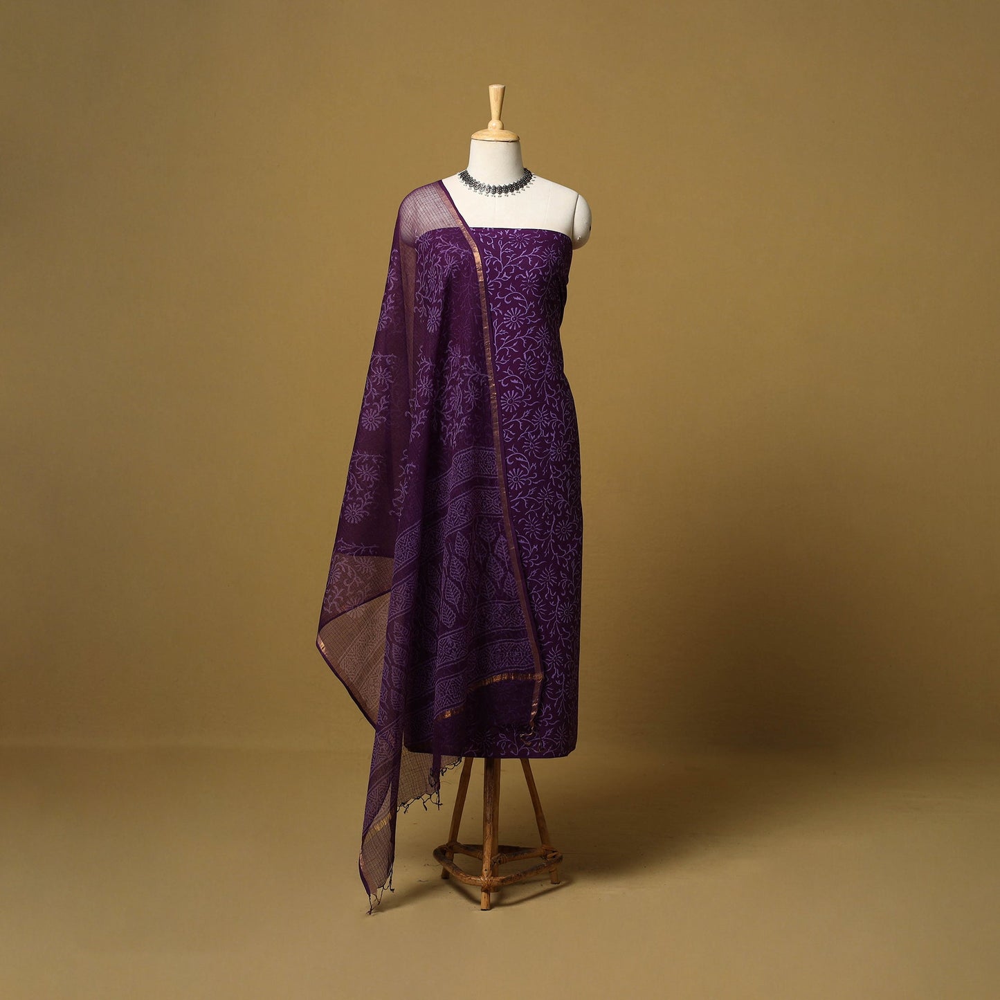 Natural dyed bagru cotton 3pc unstitched dress material 15