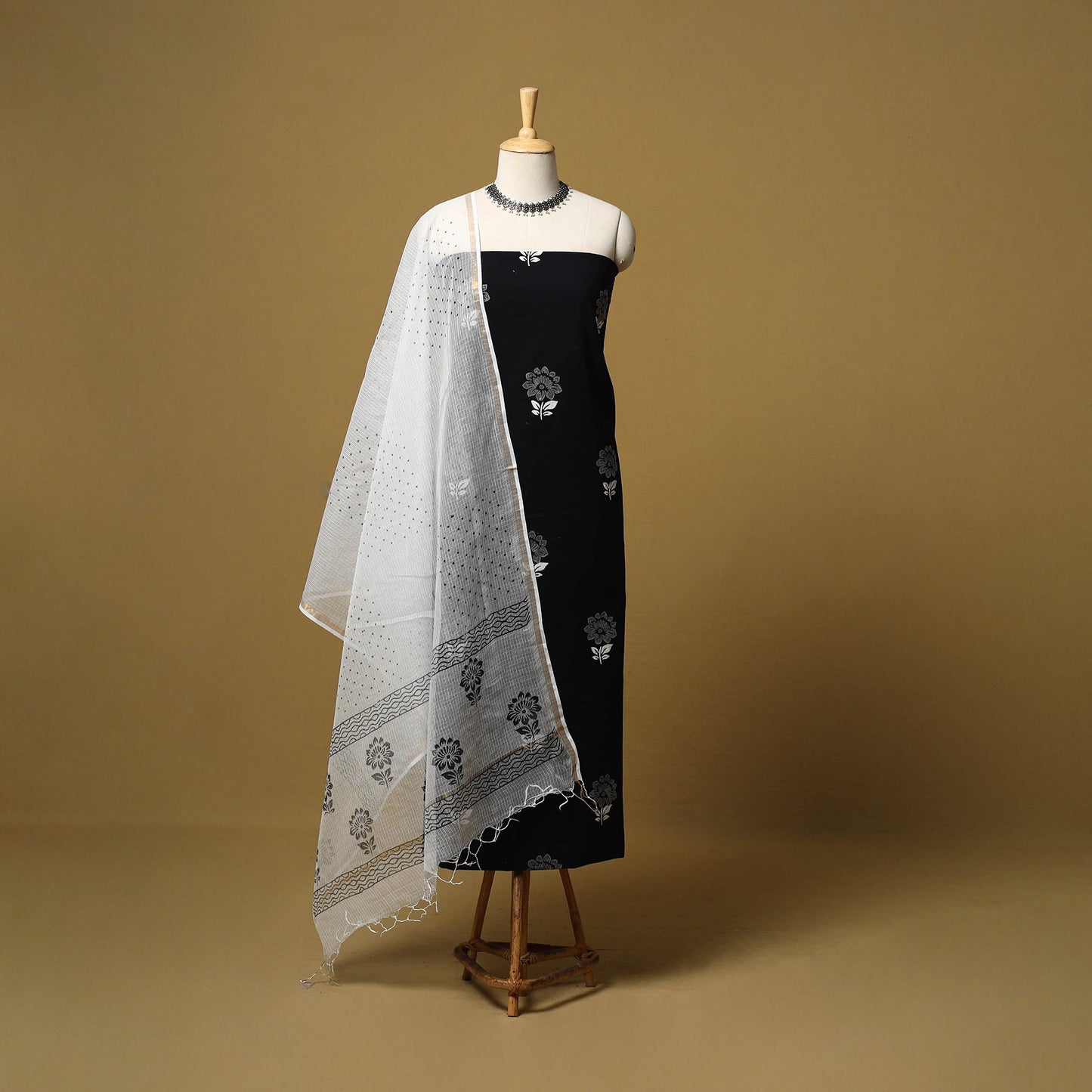 Natural dyed bagru cotton 3pc unstitched dress material 16