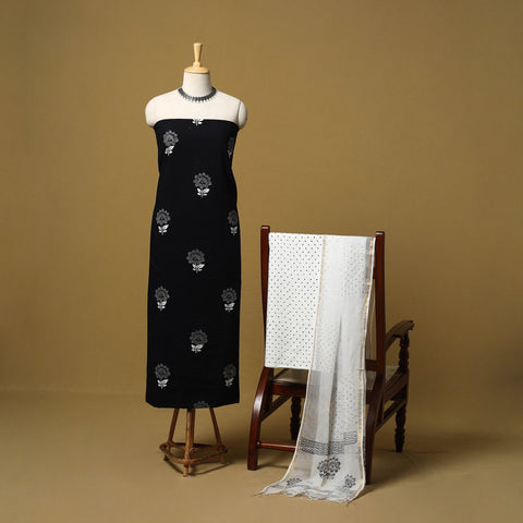 Natural dyed bagru cotton 3pc unstitched dress material 16