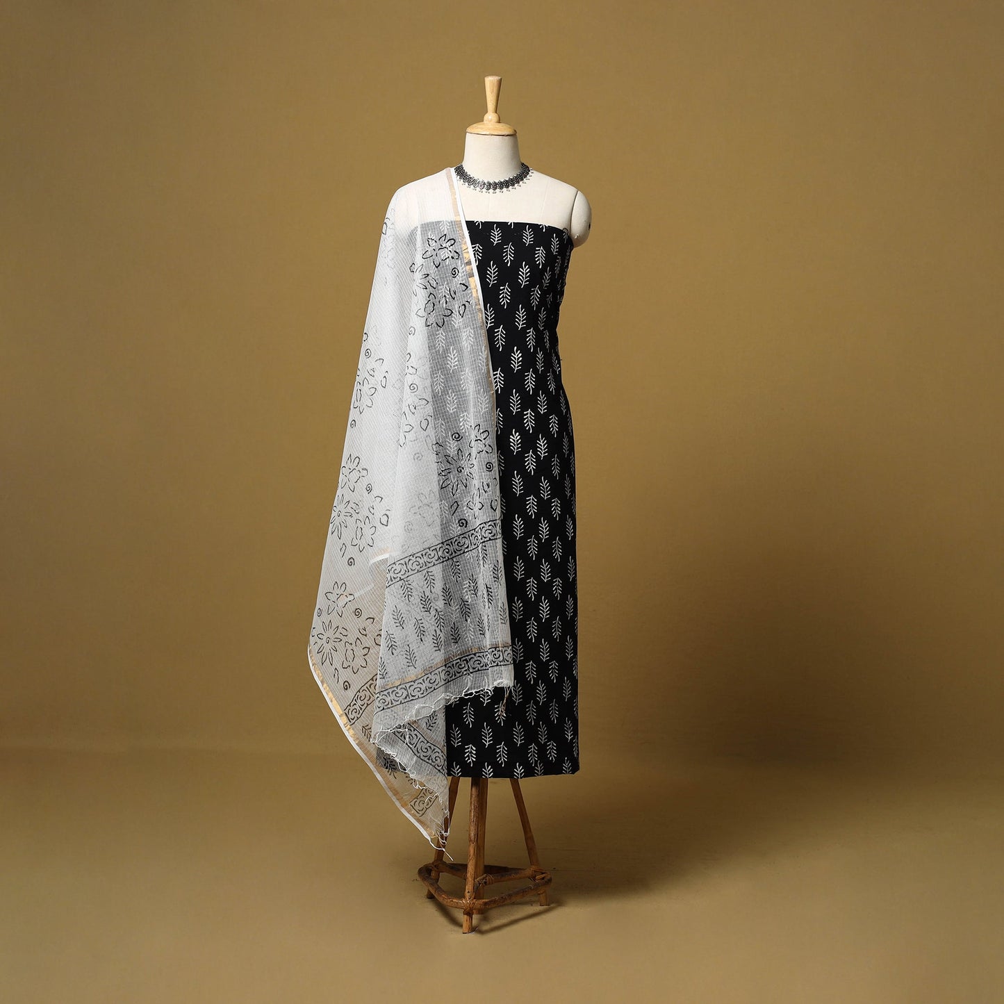 Natural dyed bagru cotton 3pc unstitched dress material 17