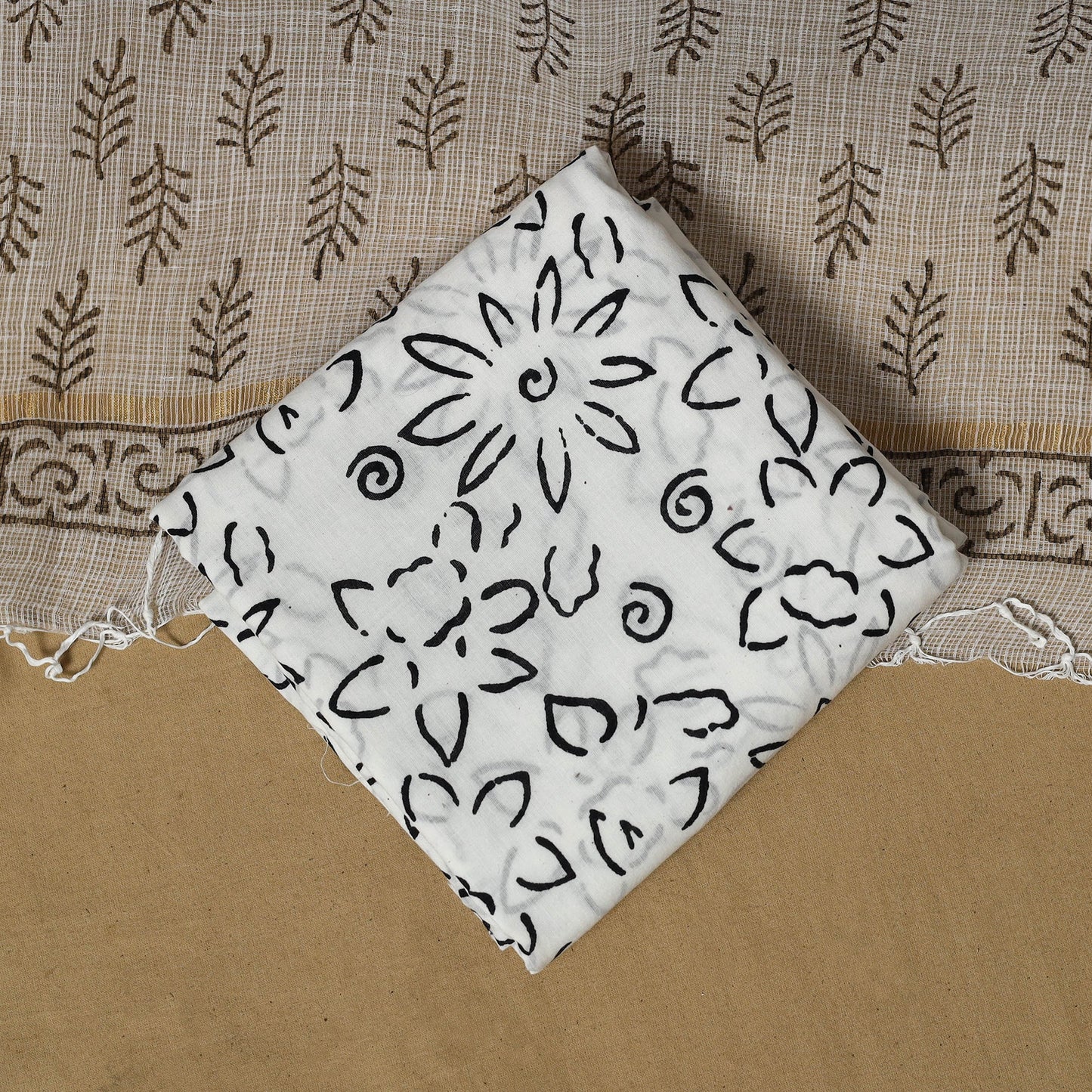 Natural dyed bagru cotton 3pc unstitched dress material 17