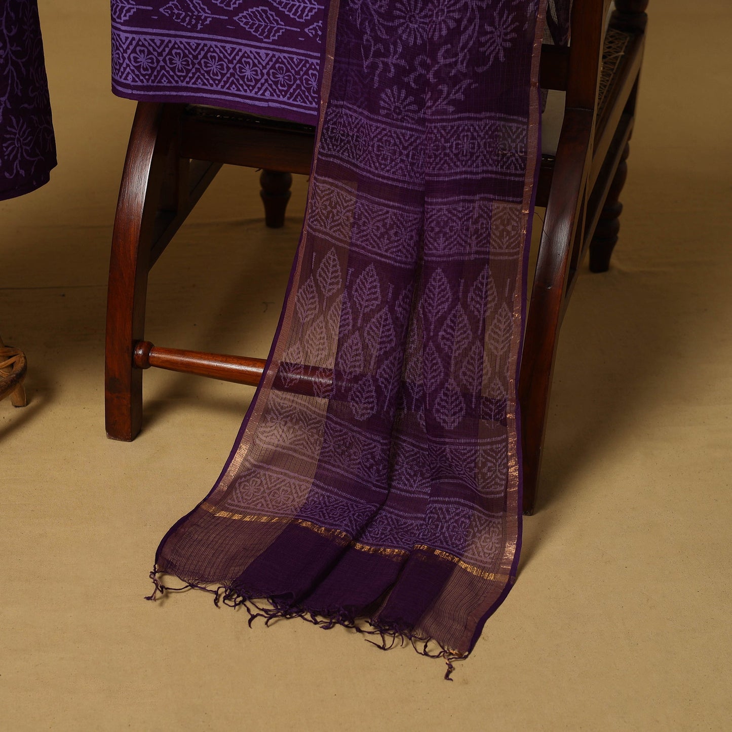 Natural dyed bagru cotton 3pc unstitched dress material 18