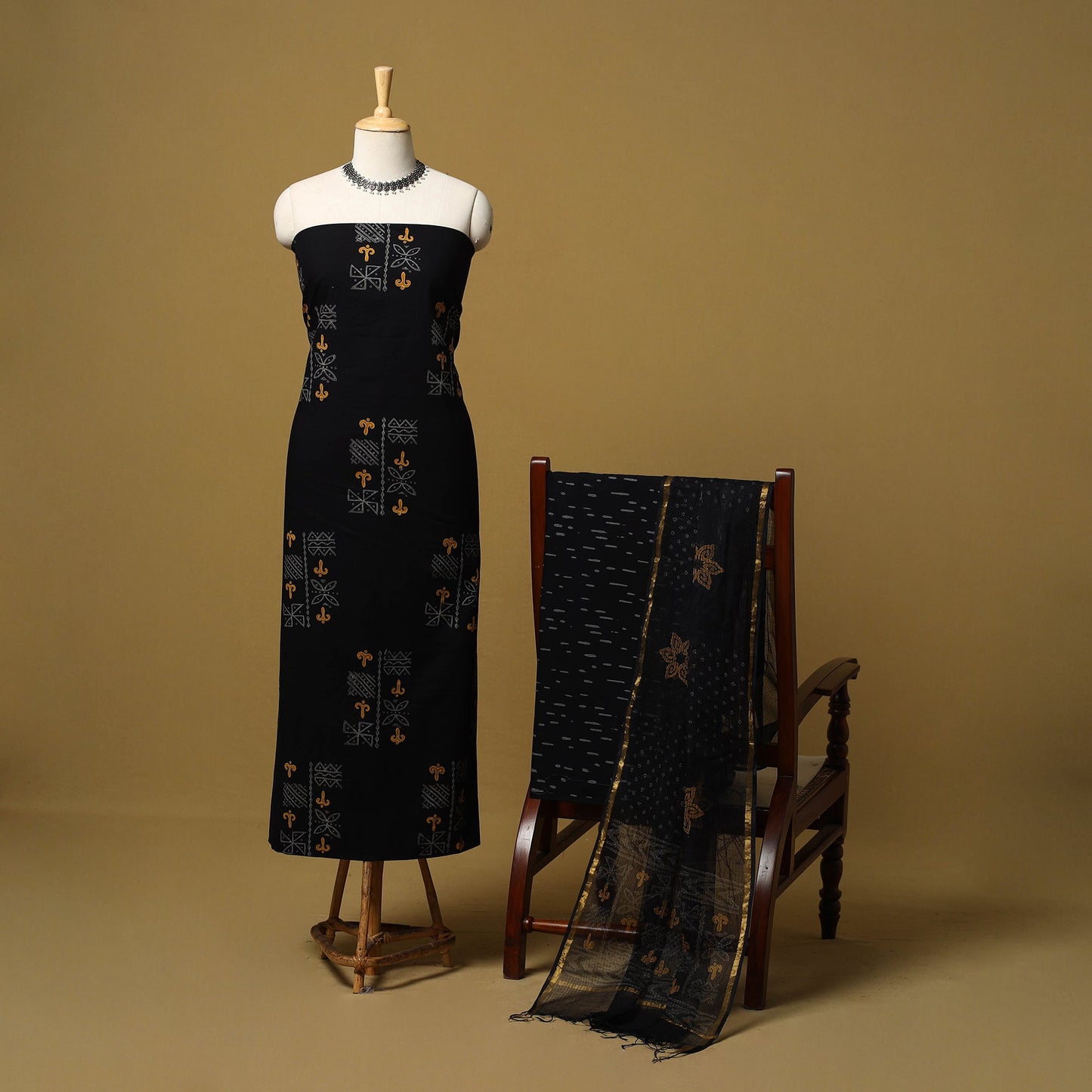 Natural dyed bagru cotton 3pc unstitched dress material 19