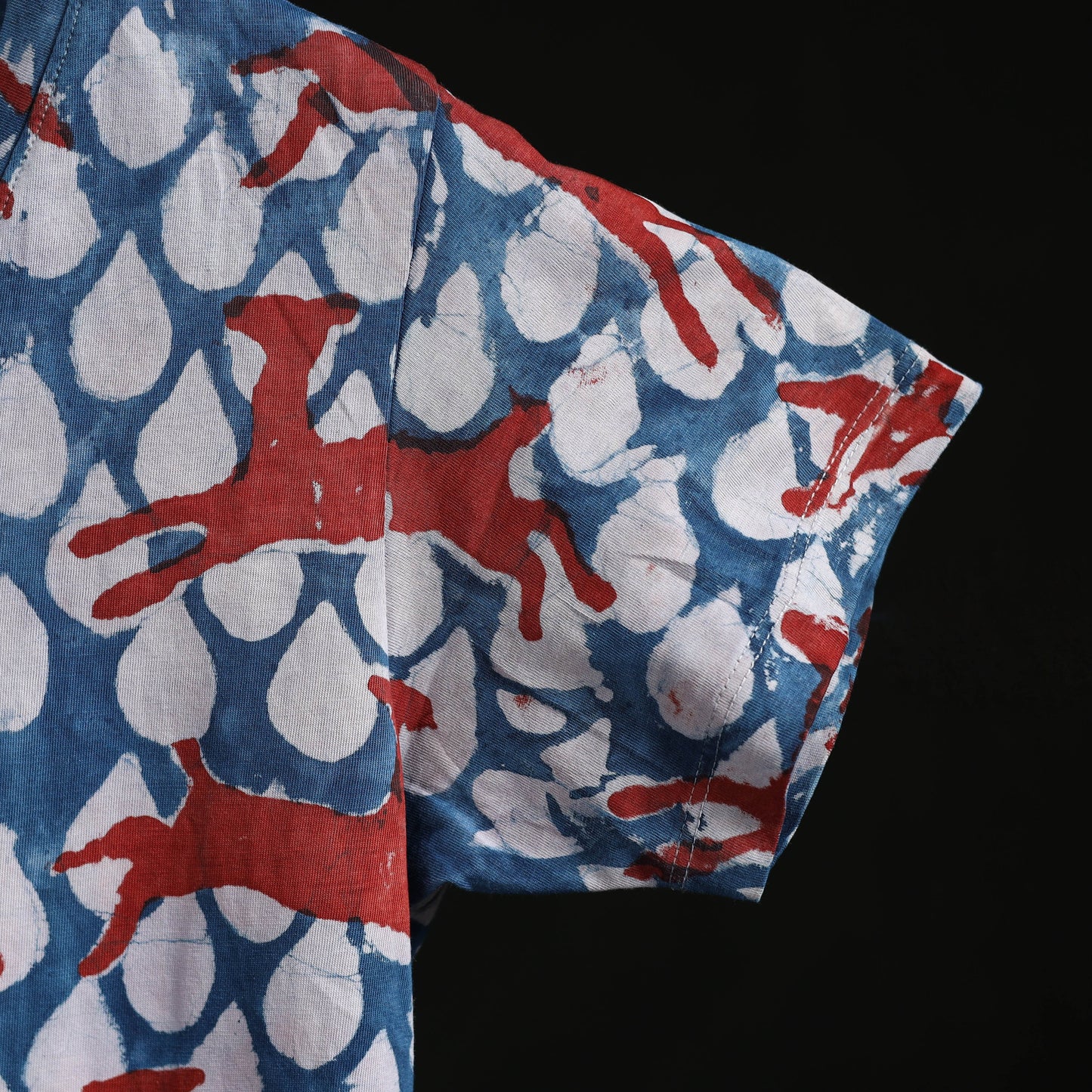 Natural dyed bindaas block art printed cotton v neck