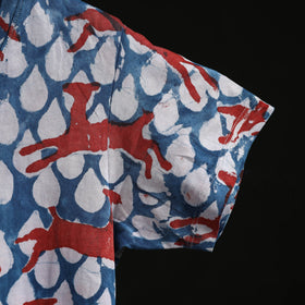 Natural dyed bindaas block art printed cotton v neck
