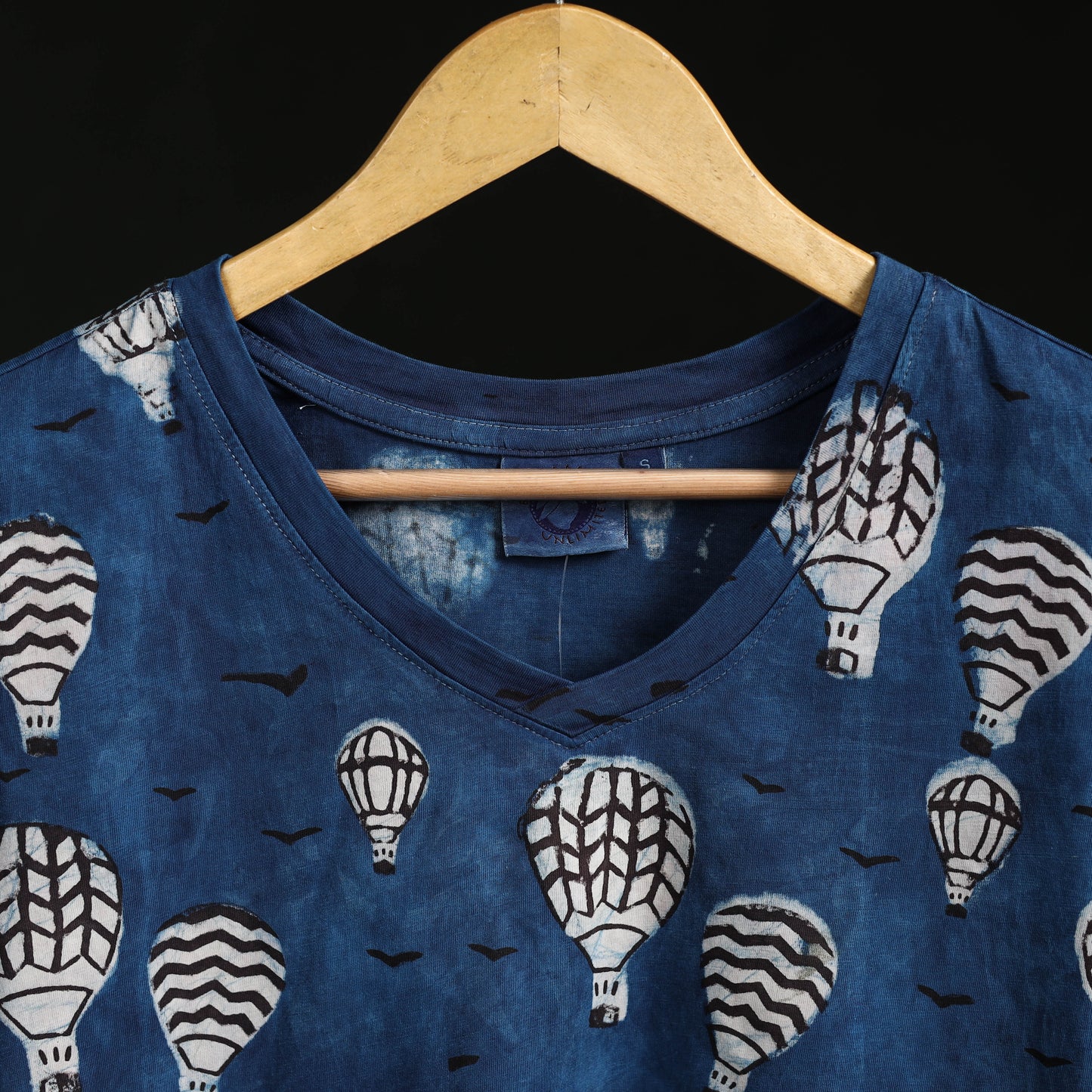 Natural dyed bindaas block art printed cotton v neck