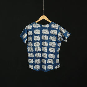 Natural dyed bindaas block art printed cotton v neck