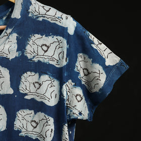 Natural dyed bindaas block art printed cotton v neck