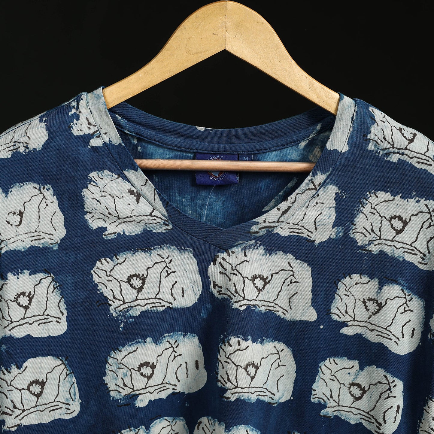 Natural dyed bindaas block art printed cotton v neck