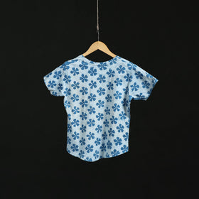 Natural dyed bindaas block art printed cotton v neck
