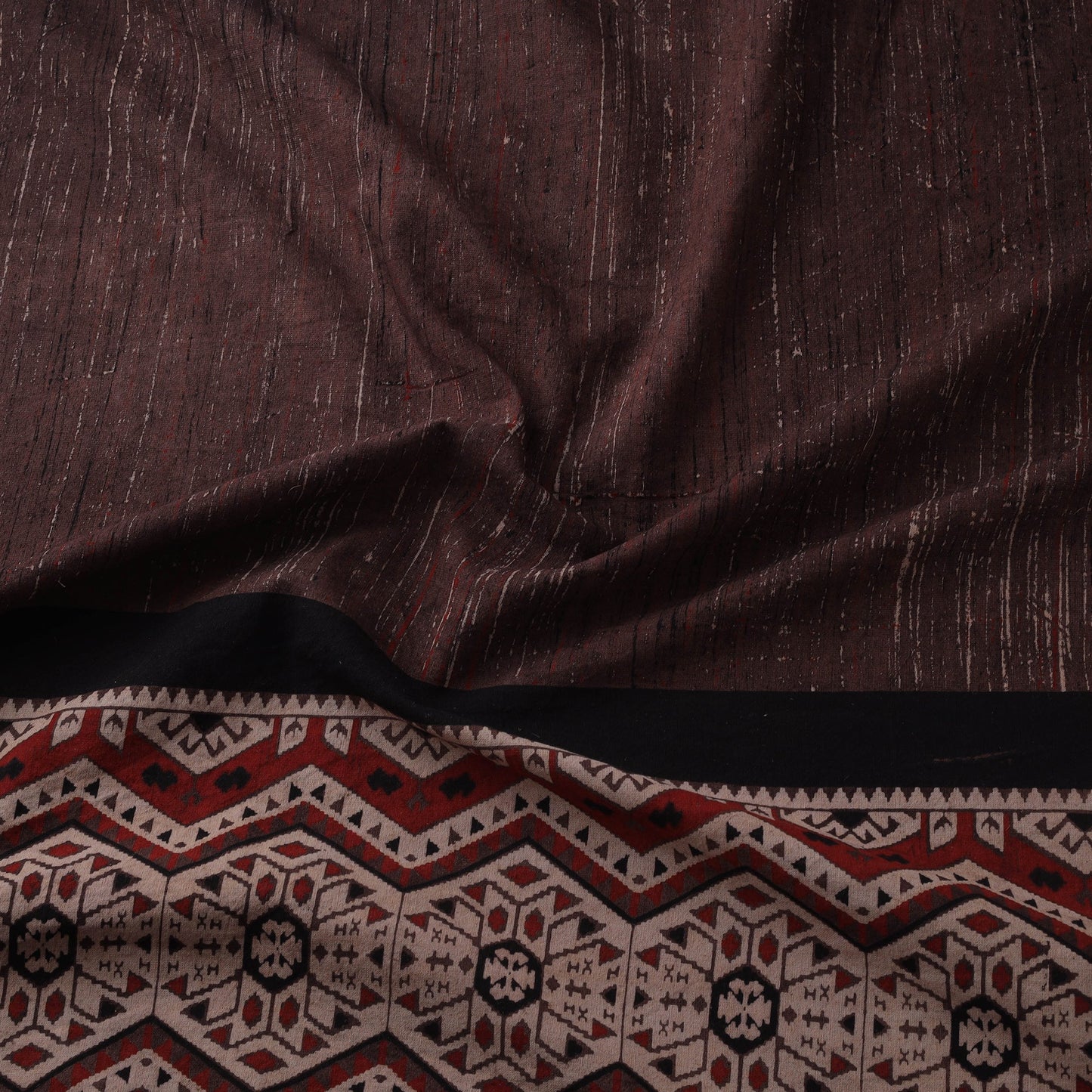 Natural dyed brush design cotton fabric 01 - handcrafted