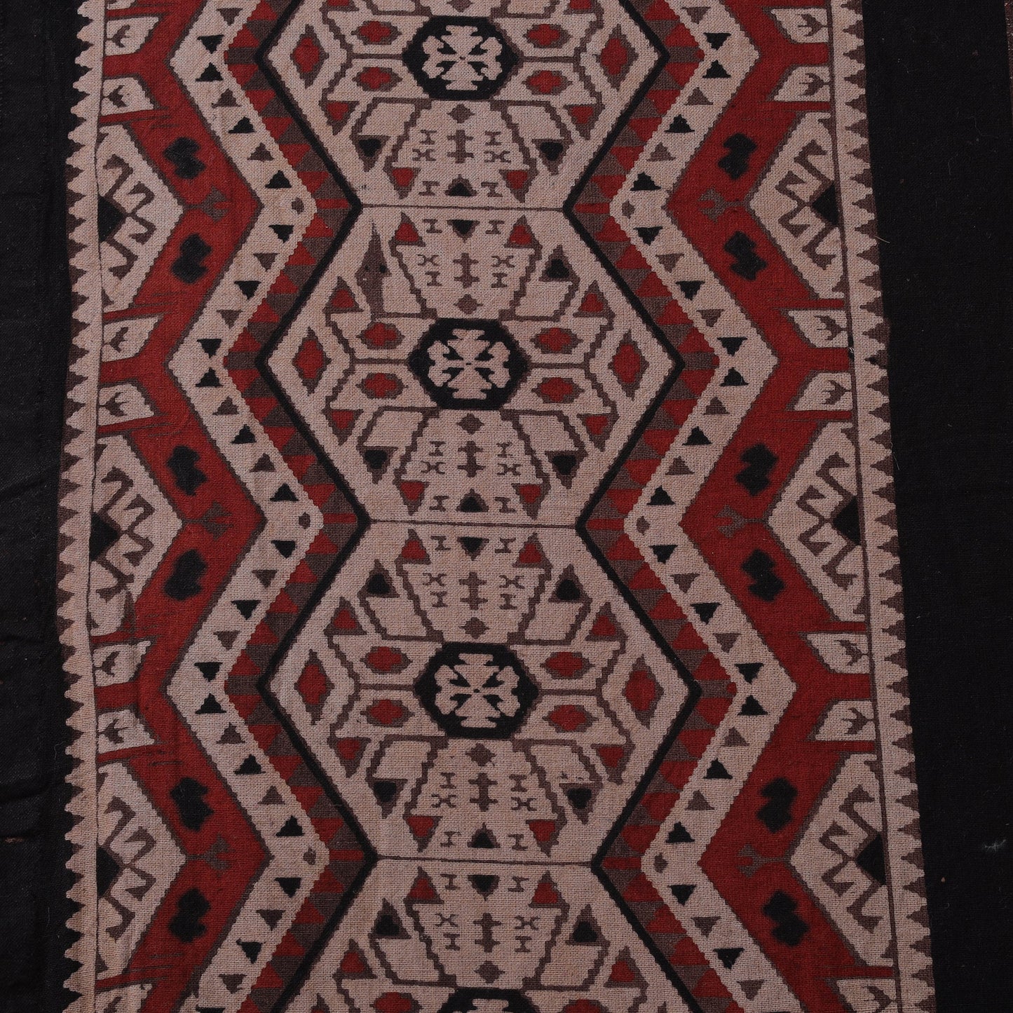 Natural dyed brush design cotton fabric 01 - handcrafted