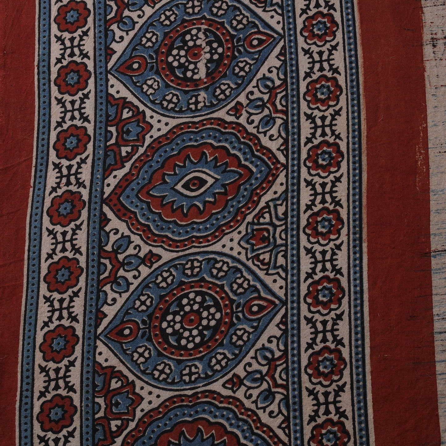 Natural dyed brush design cotton fabric 02 - handcrafted